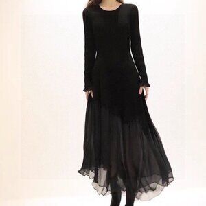 Chanel black long-sleeved dress